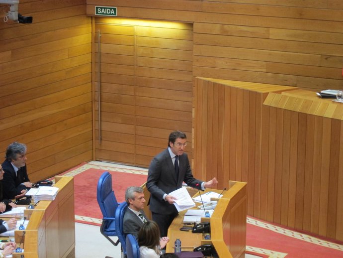 Feijóo en la sesión de control del Parlamento de Galicia