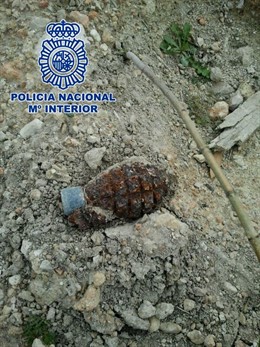 Granada de mano hallada en Jaén