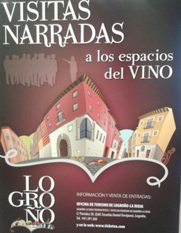 Cartel anunciador de las visitas a los espacios del vino