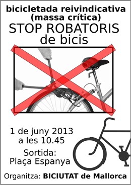 Cartel de la marcha ciclista contra el robo de bicicletas
