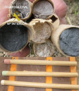Material pirotécnico destruido por la Guardia Civil.