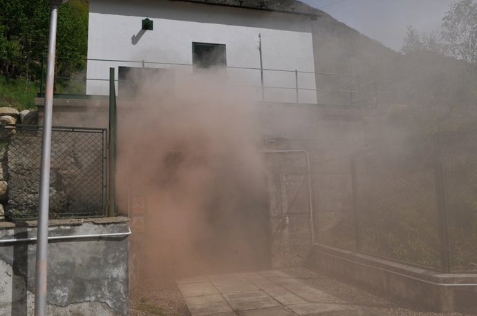 Simulacro de incendio en la central hidráulica de Tavascan