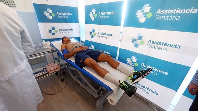 Neymar en el reconocimiento médico