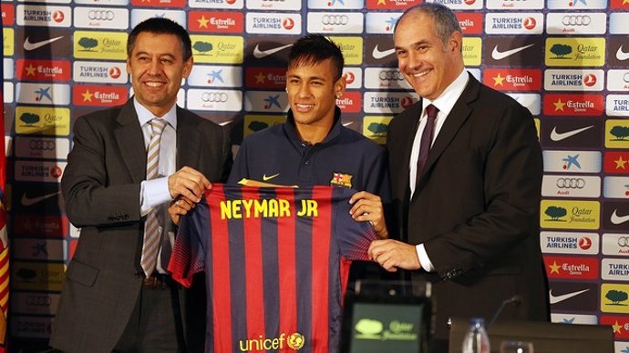 Josep Maria Bartomeu, Neymar y Andoni Zubizarreta, rueda presentación