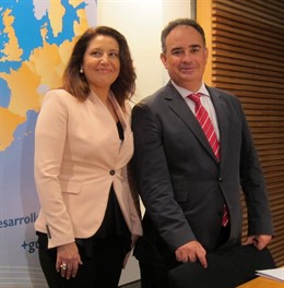 Carmen Crespo y Manuel Romero, hoy en rueda de prensa.