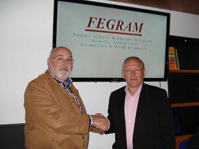 Alejandro Goñi i Joan Estapé durante la adhesión de Fegram a Pimec