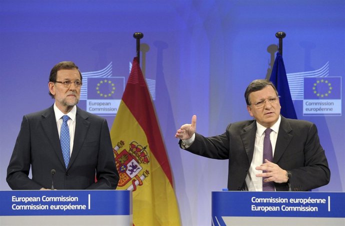 Rajoy y Barroso en la Comisión Europea