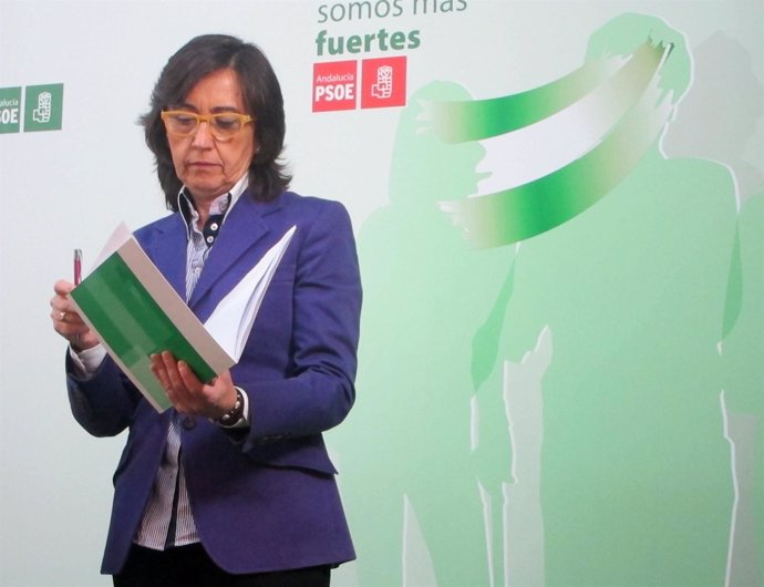 La diputada nacional por el PSOE Rosa Aguilar, antes de su comparecencia en Jaén