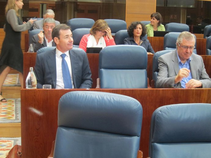 Tomás Gómez antes de participar en el pleno de la Asamblea