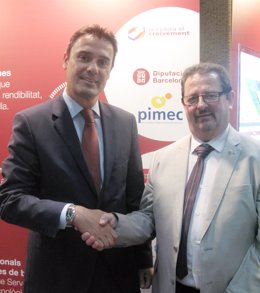  David Giménez (Pimec) Y Ferran Civil (Diputación De Barcelona) Tras La Firma 