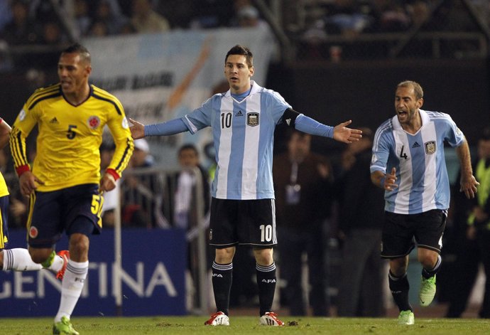 El jugador de Argentina Leo Messi en el partido ante Colombia
