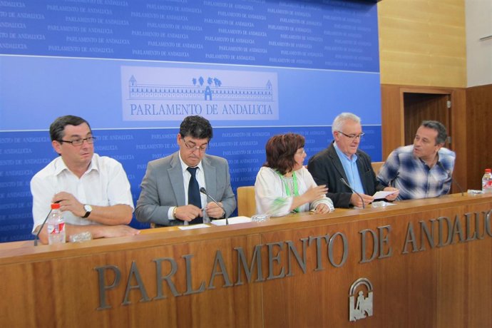 Dirigentes de IU, tras la celebración de la Interparlamentaria federal
