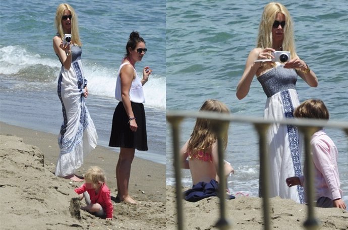 Claudia Schiffer inmortaliza a sus hijos en la playa
