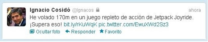 Comentario de twitter publicado en la cuenta de Cosidó