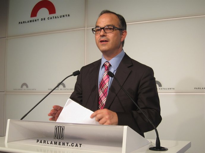 El portavoz de CiU en el Parlament, Jordi Turull, en rueda de prensa