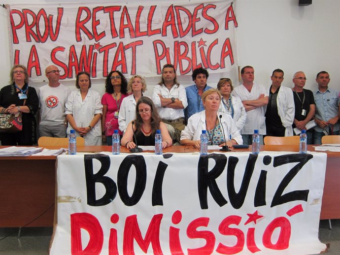 Rueda de prensa del comité de empresa del Hospital Sant Pau de Barcelona