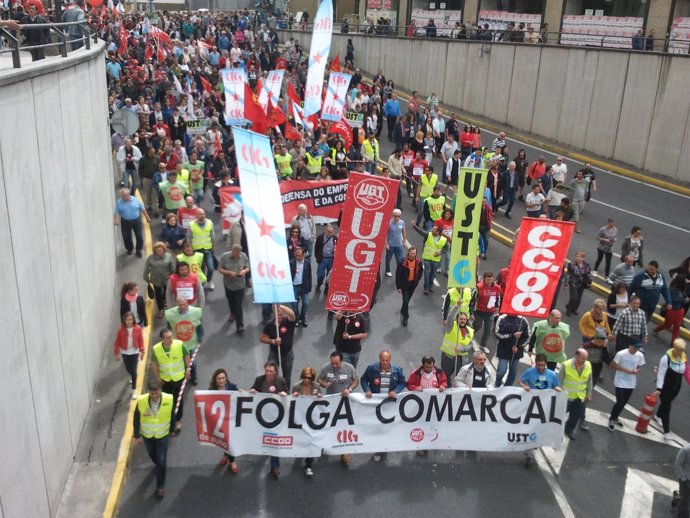 Manifestación en Ferrol con motivo de la huelga en la comarca.