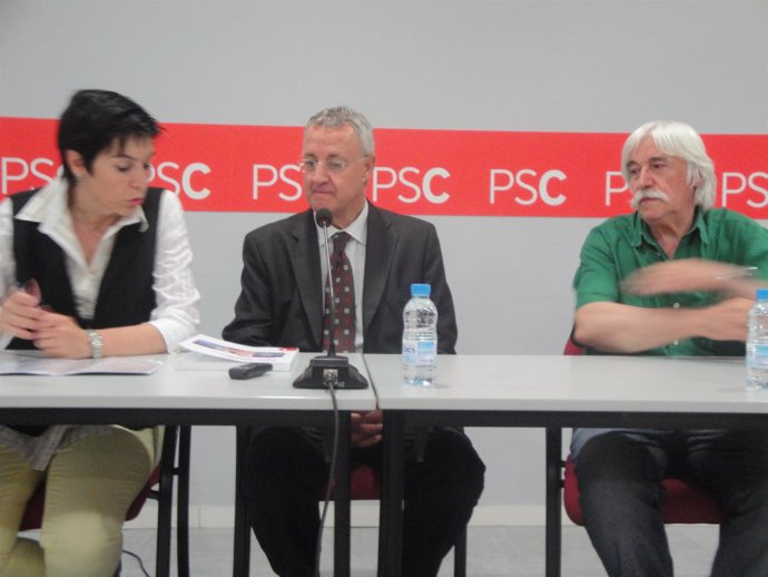 Marta Camps (PSC Lleida), Jesús Caldera (PSOE), Antoni Llevot (PSC Lleida)