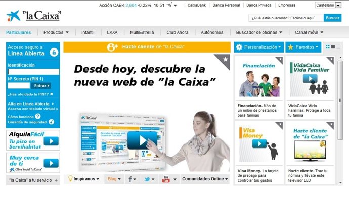 Imagen de la nueva web de La Caixa
