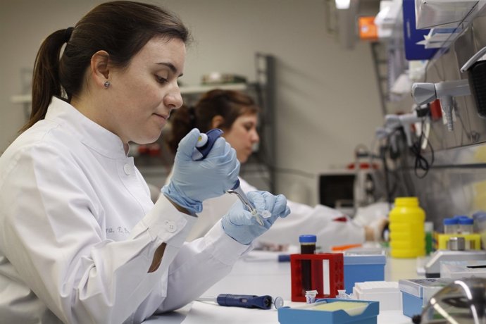 Investigadores del Instituto de Microcirugía Ocular (IMO) en el laboratorio