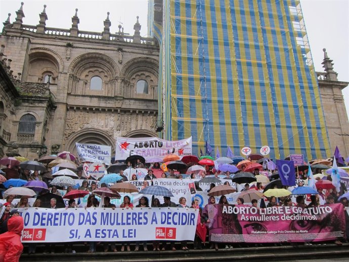 Manifestación en denfensa del aborto libre y gratuito en Santiago