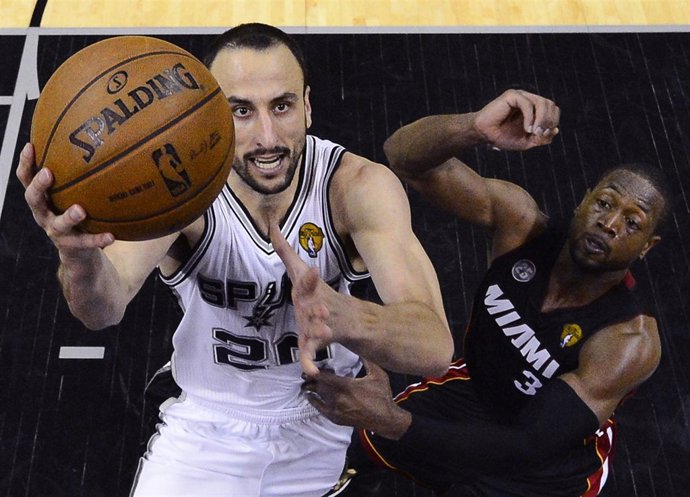 Manu Ginobili y Dwayne Wade en el San Antonio Spurs- Miami Heat