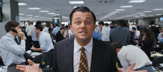 Leonardo DiCaprio en The Wolf of Wall Street