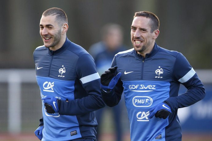 Benzema y Ribery con Francia