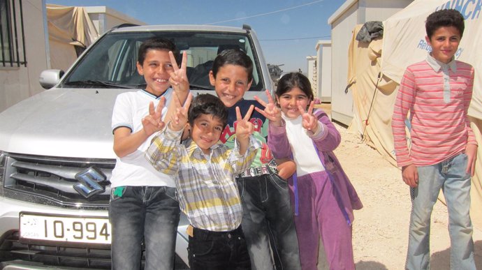 Niños en el campo de refugiados sirios de Zaatari (Jordania) 