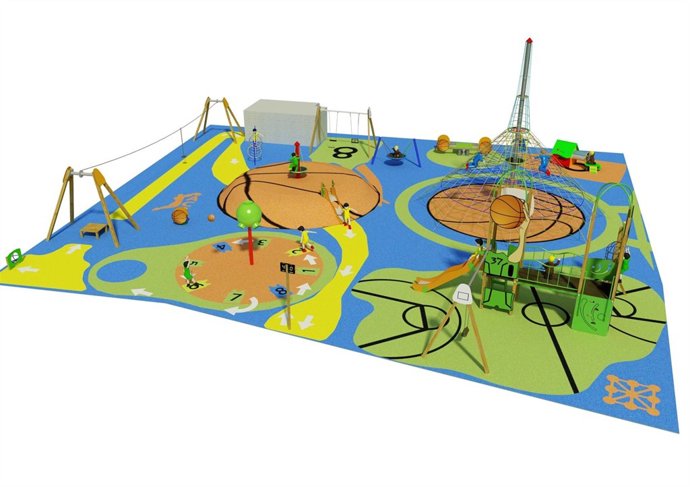 Recreación del parque infantil junto al centro deportivo de la ACB 