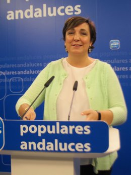 La vicesecretaria de Organización del PP-A, Ana Corredera, hoy en rueda de prens