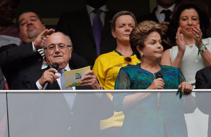 Presidente FIFA y Dilma Rousseff en Copa Confederaciones
