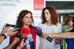 Montero durante las declaraciones a los medios