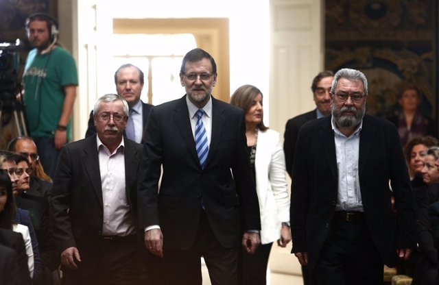 Rajoy, Báñez, Toxo, Méndez, Rosell en Moncloa