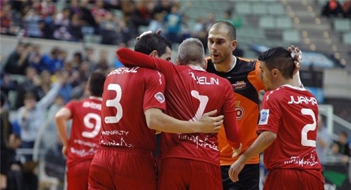 Rafa con José Ruiz, Miguelín y el canterano Juampi, de ElPozo Murcia