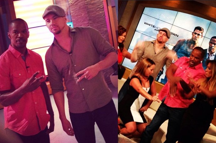Channing Tatum y Jamie Foxx en Despierta America bailando salsa