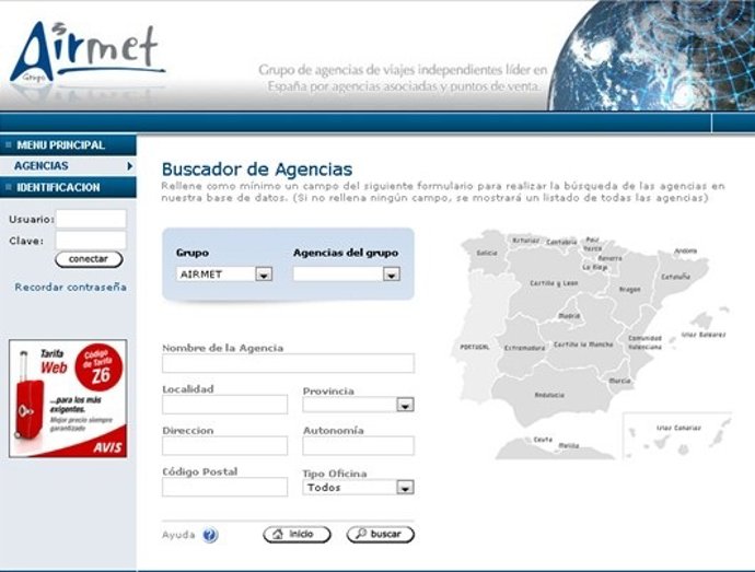 Página web de Airmet