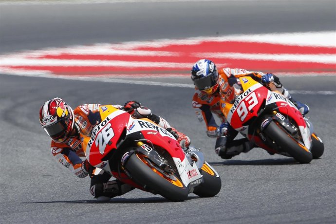 Dani Pedrosa y Marc Márquez (Repsol Honda) en el GP Catalunya