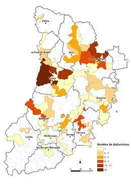 Mapa de disfunciones territoriales en la provincia de Lleida