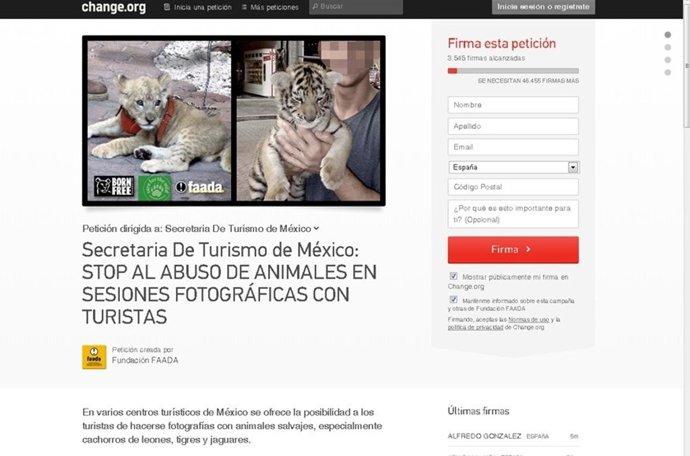 Página web de Change.Org