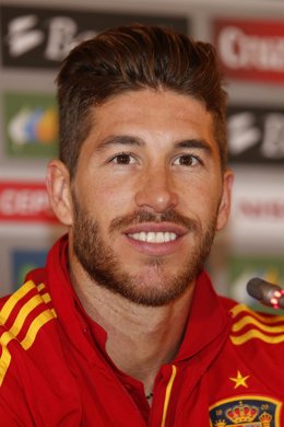 Sergio Ramos en rueda de prensa con la selección española