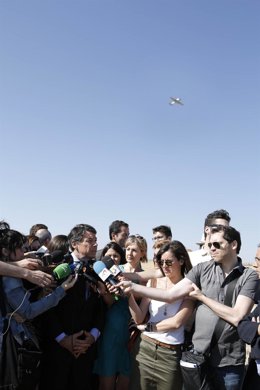 El presidente madrileño, Ignacio González, en la visita a El Álamo