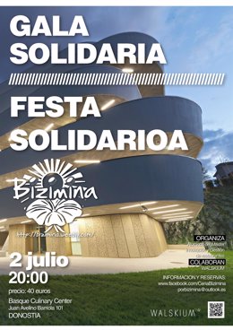 Cartel de la cena solidaria para la Fundación Bizimina
