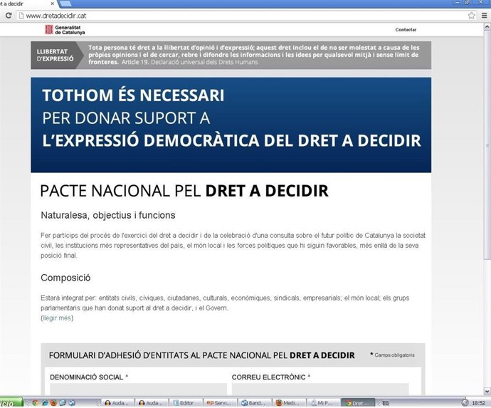 Página web 'dretadecidir.Cat'