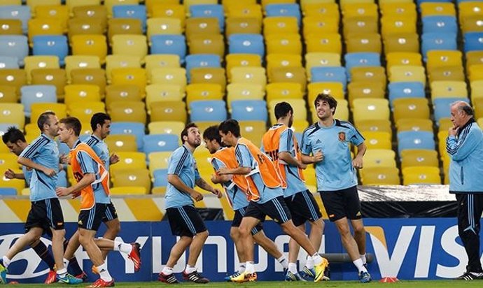 La selección española se entrena por última vez en Maracaná