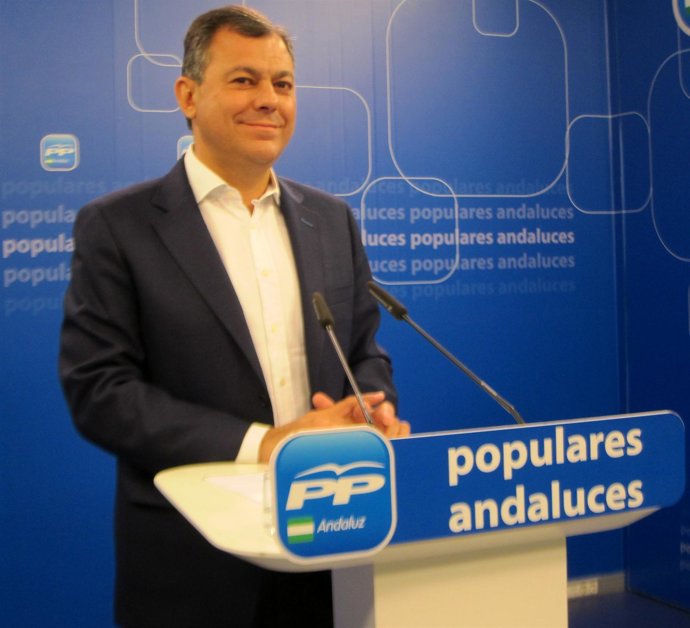 El secretario general del PP-A, José Luis Sanz, en rueda de prensa