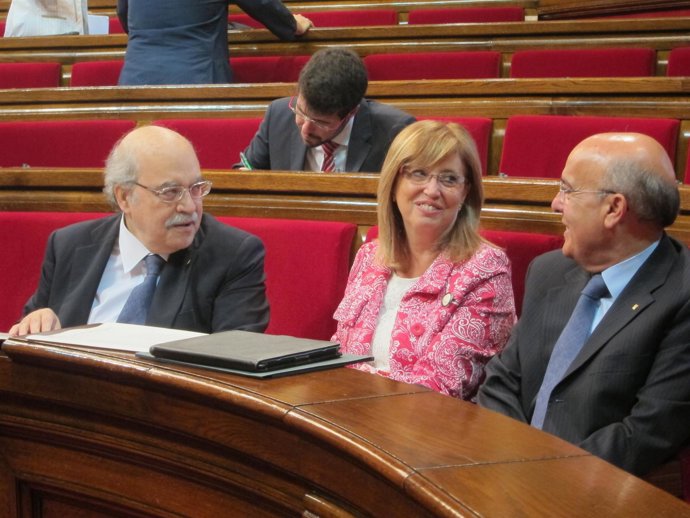 A.Mas-Colell, I.Rigau y B.Ruiz, en el Parlament