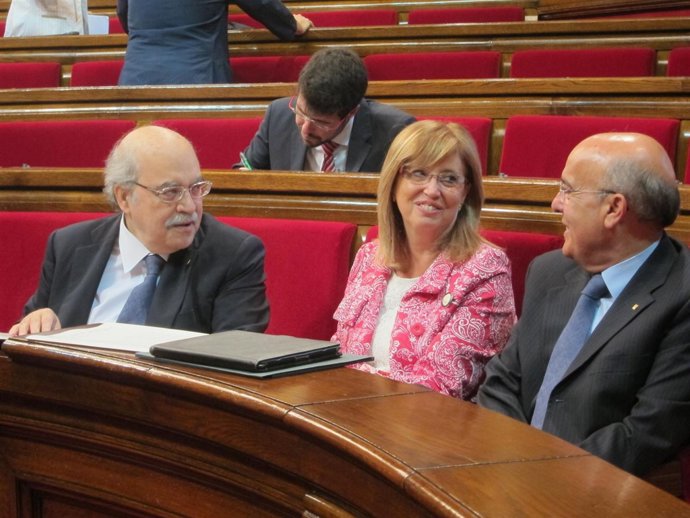 A.Mas-Colell, I.Rigau y B.Ruiz, en el Parlament