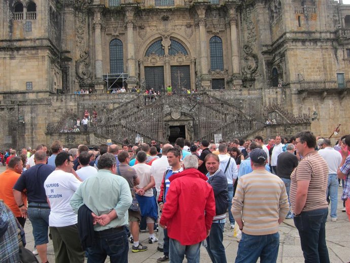 Protesta de la flota del pulpo en Santiago