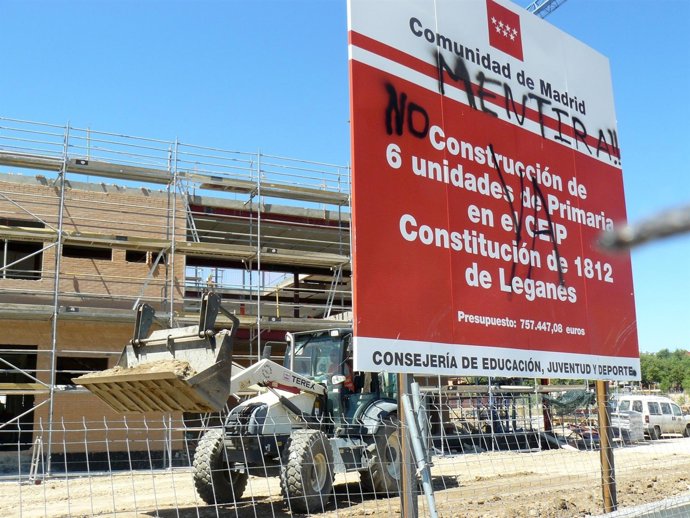 Obras en el colegio de Leganés